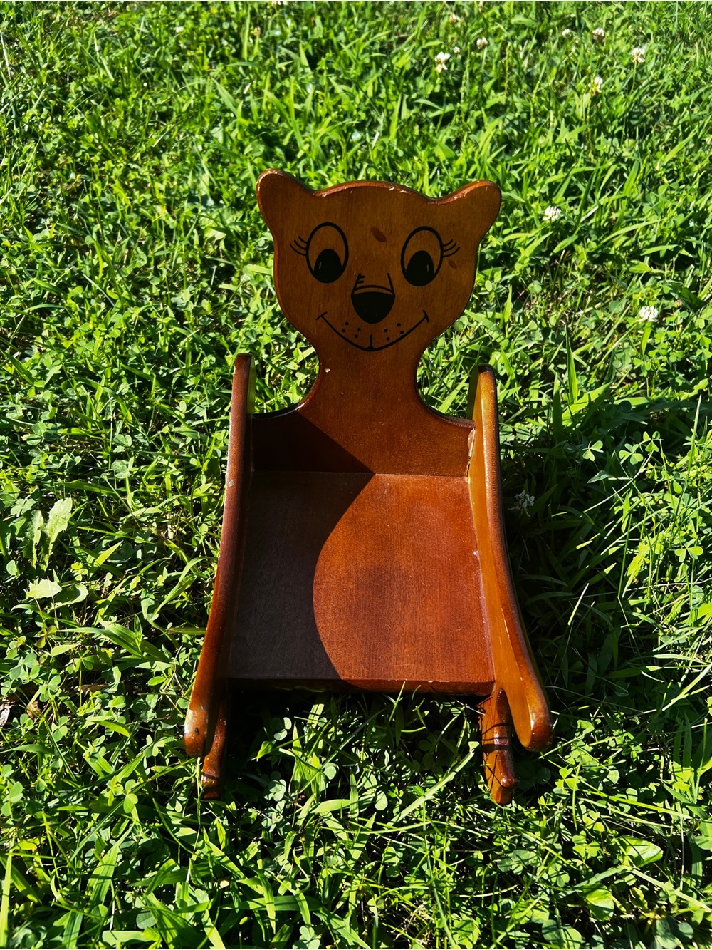 Vintage 1990 Heritage Mint Doll Wood Teddy Bear Face Rocking Chair Toy Furniture